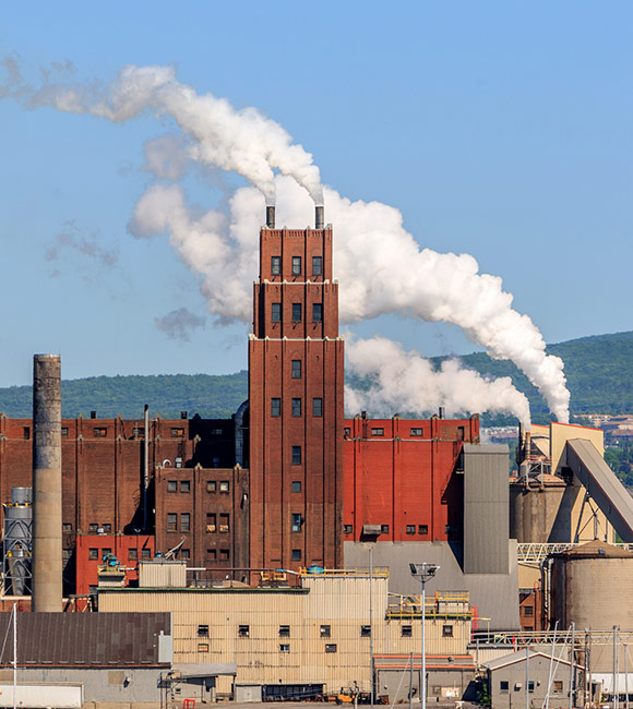 Industrial area emitting smoke in Ontario, Canada