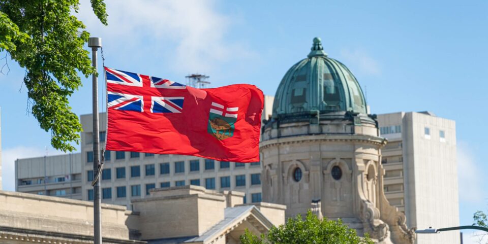 "Image of the Canadian flag hoisted in Manitoba, Canada "